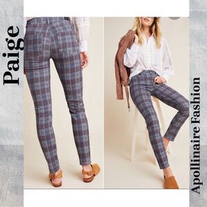 PAIGE HOXTON PLAID SKINNY JEANS BLACK COMBO SIZE 26 NWT